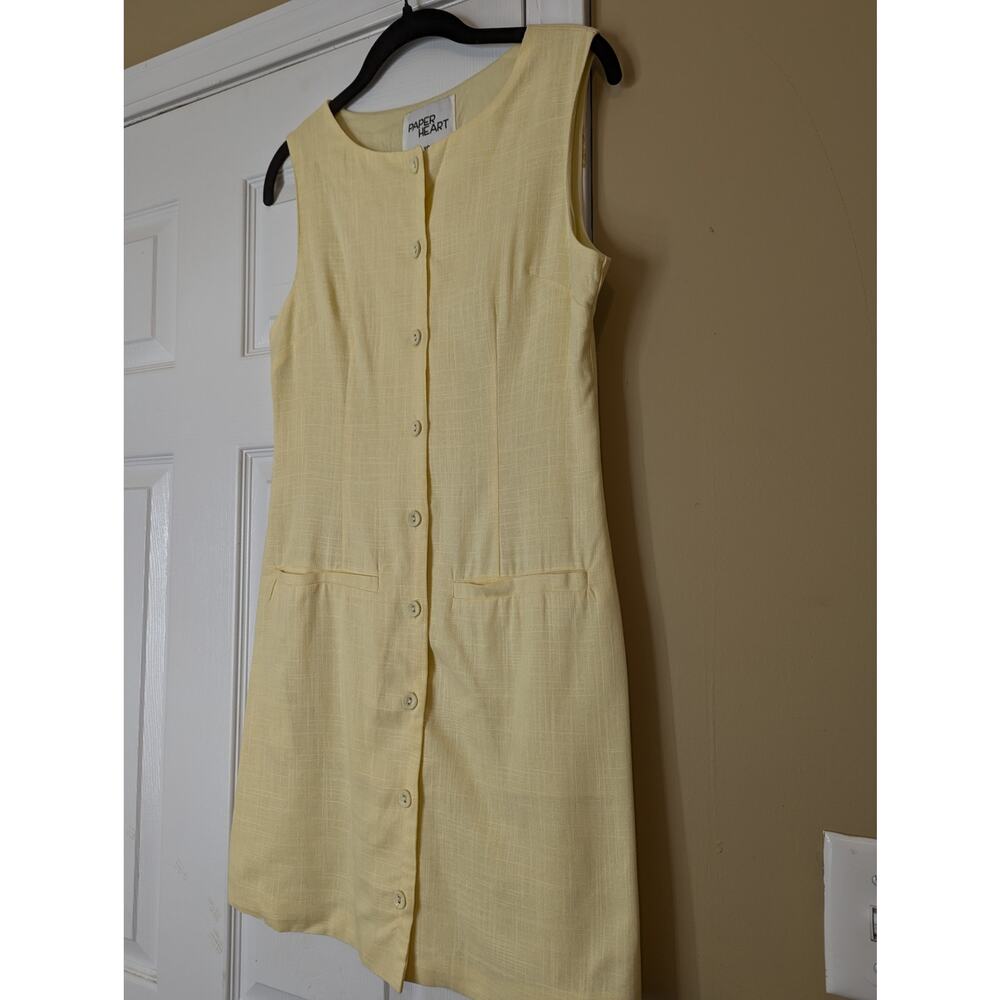 Sleeveless Button-Front Mini Dress in Lemon Yellow - Picture 4 of 8